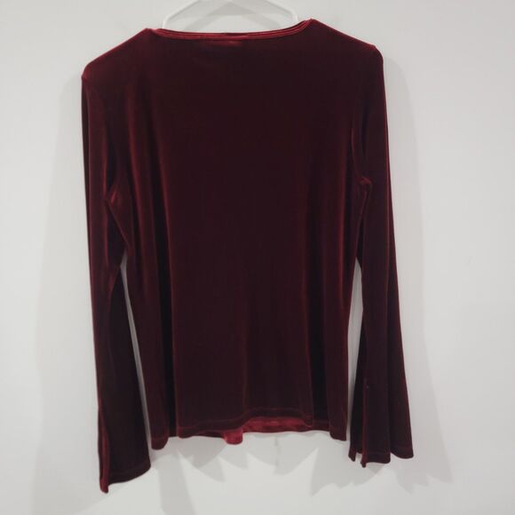 Y2K Olivia Paige Womens Top Size Large Red Velvet Flare Sleeve Witchy Whimsigoth - Picture 2 of 7
